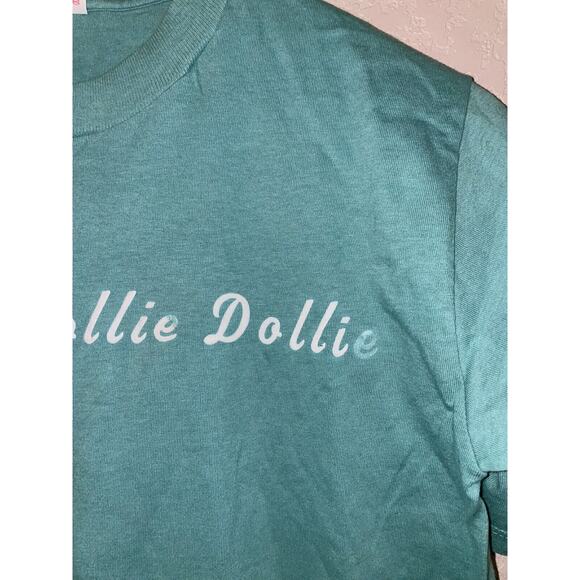 Vintage Hollie Shirt Dollie Green Script Text Tee USA Made VTG 90s Jerzees Small - Picture 4 of 9